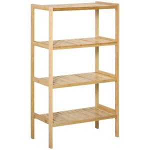 HOMCOM Étagère de rangement bibliothèque à 4 niveaux en bois de bambou pour salon chambre bureau 62 x 33 x 112 cm naturel Aosom France