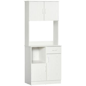 HOMCOM Buffet de cuisine armoire de cuisine multi-rangements 4 portes 1 tiroirs étagère + grand plateau 71 x 41 x 178 cm MDF blanc