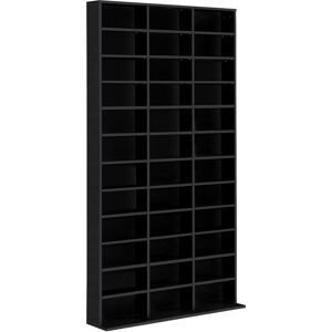 HOMCOM Étagère Rangement CD/DVD Meuble de Rangement pour 1116 CDs 33 Compartiments réglables en Hauteur 102 x 24 x 195 cm Noir