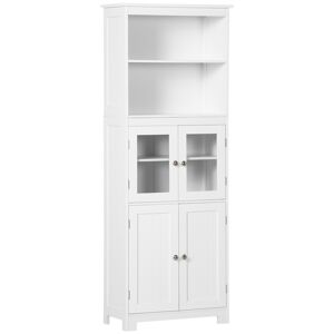 HOMCOM Armoire de cuisine buffet 4 portes dont 2 portes vitrées H162 cm avec étagères réglables - MDF - blanc