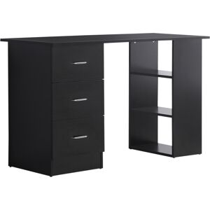 Homcom Bureau Informatique Meuble de Bureau pour Ordinateur 3 Tiroirs 3 Étagères Grand Plateau Panneaux de Particules 120 x 49 x 72 cm Noir