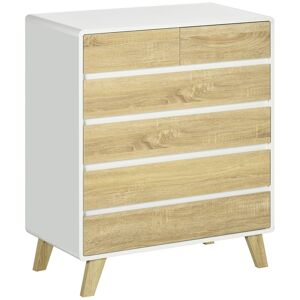 HOMCOM Commode chiffonnier 6 tiroirs meuble de rangement design scandinave - dim. 80L x 40l x 95H cm   Aosom France