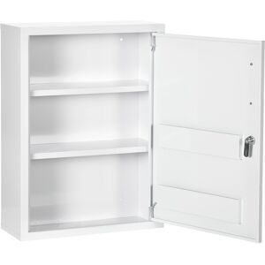 kleankin Armoire à pharmacie 2 étagères 3 niveaux avec porte verrouillable 2 clés 40 x 15 x 53,5 cm blanc