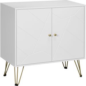 HOMCOM Meuble de rangement avec pieds épingles 2 portes et 2 étagères réglables 80 x 40 x 80 cm blanc doré