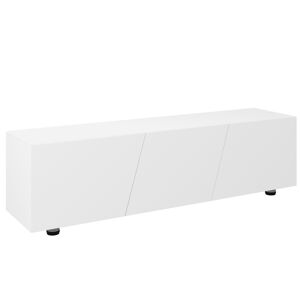 HOMCOM Meuble TV jusqu'à 70 pouces 1 porte battante avec compartiments - 160 x 39 x 45 cm - blanc laqué