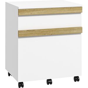 Vinsetto Caisson de bureau à roulettes avec 2 tiroirs coulissants trieur à dossiers 48 x 40 x 59,5 cm blanc