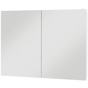 kleankin Armoire murale miroir avec éclairage LED de Salle de Bain 2 en 1, dim. 90L x 15D x 70H cm