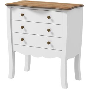 HOMCOM Commode 3 tiroirs meuble de rangement style classique poignée bouton effet laiton