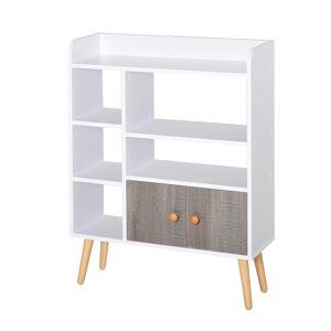 HOMCOM Bibliothèque en bois étagère de rangement livres 5 compartiments ouvertes armoire à double porte design moderne idéale pour salon chambre 