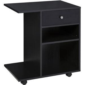 HOMCOM Vinsetto Support d'imprimante en bois caisson de bureau à roulettes organisateur de bureau avec tiroir et support CPU 60 x 40 x 68,5 cm noir