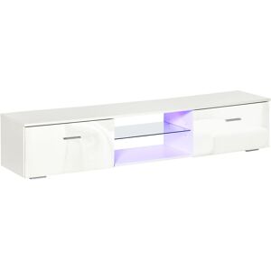 HOMCOM Armoire de Télévision panneau de particules télécommande moderne grand espace MDF facile à assembler surface lisse avec lumière LED