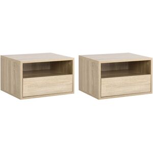 HOMCOM Lot de 2 tables de chevet murales aspect chêne clair Dim. 45L x 35l x 27,5H cm