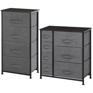 HOMCOM Lot de 2 commodes en Tissu Meuble de Rangement 11 tiroirs chiffonnier Cadre en métal pour chambre salon entrée bureau