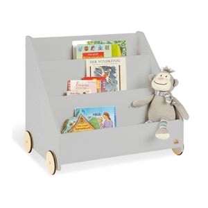 Pinolino Bibliotheque enfant roulettes Lasse bois, gris