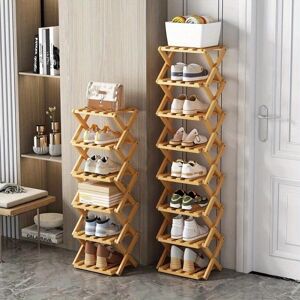 Étagère à chaussures en bambou naturel, 1 pièce, multicouche, sans Installation, organisateur de chaussures, coin de porte, étagères de rangement, armoire à chaussures de salon - Publicité