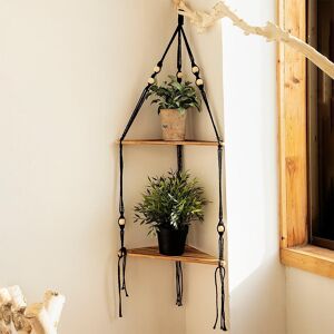 mood jungle Floating Shelves Wood Stand Boho Home Decor Corner Shelf Living Room Bedroom Wall Hanging Decor Triangle Shelf Display Stand - Publicité