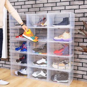 Worry free storage Organisateur de boîte d'affichage de conteneur de stockage de chaussures antipoussière empilable magnétique clair - Publicité