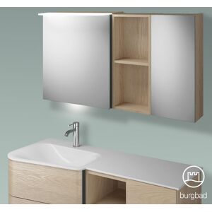 Burgbad Badu Armoire de toilette avec éclairage, 2 portes et étagère, SFUD120LF3695T0000G0196,