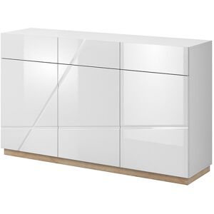 libolion Grand buffet 150 cm 3 portes avec tiroirs FUTURA blanc brillant blanc - Publicité