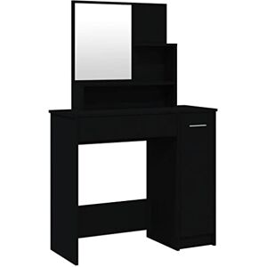 vidaXL Coiffeuse avec Miroir Noir 86,5x35x136 cm - Publicité