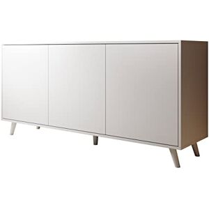 MB Muebles Bonitos Buffet Bahut Meuble Salon Salle à Manger Dakar   Largeur 155cm x Hauteur 74cm x Profondeur 41cm   Meuble en Mélamine Mate   Couleur Blanc - Publicité