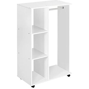 HOMCOM Armoire penderie Armoire de Rangement Mobile Panneaux de Particules Blanc - Publicité