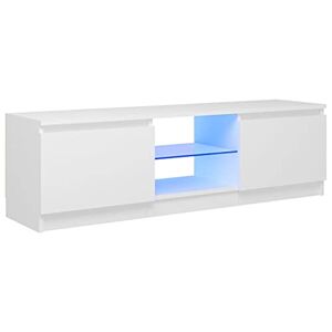 vidaXL Meuble TV avec lumières LED Blanc 120x30x35,5 cm - Publicité