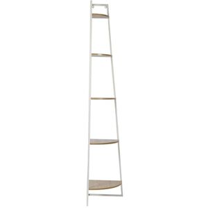 HOME DECO FACTORY HD0077 Etagere Angle 5 Niveaux Bois Et Metal Blanc - Publicité