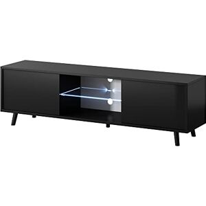 Selsey Lefyr Meuble TV/Banc TV (Noir Mat/Noir Brillant, 140 cm, éclairage LED) - Publicité