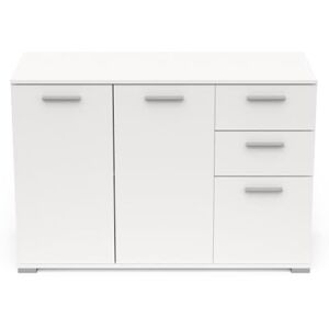 Demeyere Enfilade Buffet Salon-3 Portes & 2 Tiroirs-Fabriqué en France-Garantie 2 Ans, Bois d'ingénierie, Blanc, L 119,6 x P 41,9 x H 82,4 cm - Publicité