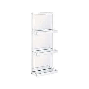 Beliani Bathroom Shelf Mirror Effect Silver 3 Tempered Glass Tires Glam Decorative Material:Glass Size:20x108x41 - Publicité