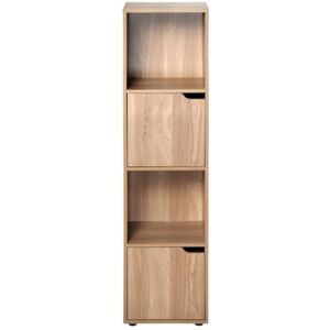 Casâme Meuble 4 Cases avec 2 Portes Modulable Colonne de Rangement Bibliothèque Fine Rangement pour Salon, Chambre Décor Bois Meuble à Cases 30,7 cm x 29 cm x H 120 cm - Publicité