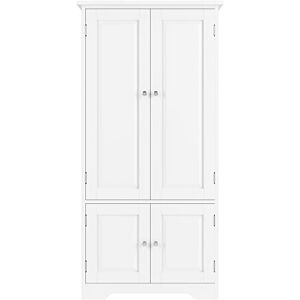 FOREHILL FORHILL Armoire de Rangement en Bois avec 4 Portes Meuble Haute de Rangement Buffet de Cuisine Armoire vestiaire pour Salon, Chambre, Bureau 59x32x123cm Blanc - Publicité