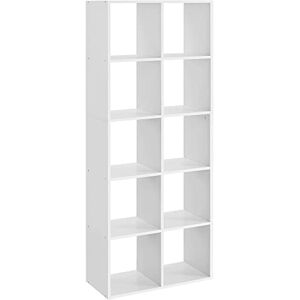 VASAGLE Bibliothèque Meuble de Rangement pour 10 Cubes pour Salon, Bureau, Chambre à Coucher, séparateur de pièce Style scandinave Blanc LBC168T14 - Publicité