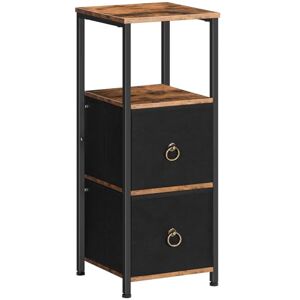 HOOBRO Meuble de Salle de Bain, Meuble de Rangement, Commode avec Compartiment Ouvert, Placard d’Angle, 2 Tiroirs en Tissu, Style Industriel, Marron Rustique et Noir EBF87CW01 - Publicité