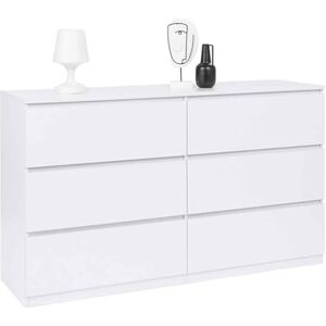 IDMarket Commode 6 tiroirs TOMI XXL 140 cm Bois Blanc - Publicité