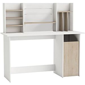 Demeyere Bureau 1 Caisson+SURM. Ambre, Bois Dense, Chene Brosse/Blanc Mat, 1 348x501x737MM - Publicité