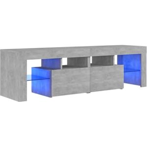 vidaXL Meuble TV avec Lumières LED Armoire Basse Centre de Divertissement Meuble Stéréo Salon Salle de Séjour Maison Intérieur Gris Béton 140x36,5x40 cm - Publicité