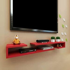 AoBloom Étagère Murale Meuble TV Mural Étagère Flottante Meuble TV Console TV Étagères pour équipement audiovisuel Décodeur Routeur WiFi CD DVD Étagère de Rangement multimédia Chambre Salon Bureau Support TV - Publicité