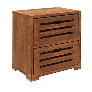 Rebecca Mobili Table de Nuit Retro, commode 2 Tiroirs, Bois Marron, pour Salle de Bain Salon Chambre – Dimensions: 36 x 35 x 24 cm (HxLxL) Art. RE6087 - Publicité