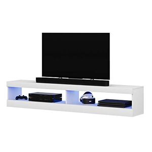 Selsey VIANSOLA Meuble TV/Meuble de Salon (Blanc Mat/Blanc Brillant, 140 cm, éclairage LED Inclus) - Publicité