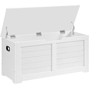 VASAGLE Compartiment de Rangement, Banc de Rangement, Banc à Chaussures, Style Moderne, 100 x 40 x 46 cm, pour entrée, Chambre à Coucher, Salon, Blanc Mat LSB061T10 - Publicité