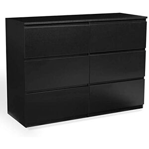 IDMarket Commode 6 tiroirs TOMI 110 cm Bois Noir - Publicité