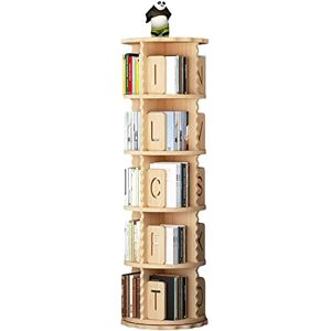 WHDEOY Bibliothèque rotative à 360 degrés, Ronde en Bois Massif, sur Pied, Support de Rangement Domestique, Organisateur d'armoire pour Le Bureau à Domicile (Couleur : Bois, Taille : 50 x 160 cm) - Publicité