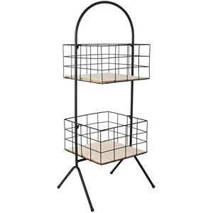 HOME DECO FACTORY Desserte Filaire 2 Paniers H80Cm Maison Et Bazar Rangement De Cuisine, Autre Type DE Metal, Noir, 31 x 26 x 81,5 - Publicité