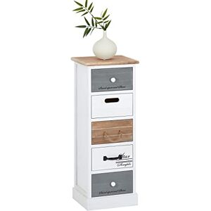 IDIMEX Chiffonnier Salva Commode 5 tiroirs en Bois de Paulownia Style Shabby Chic Vintage Rustique Blanc - Publicité