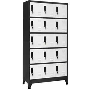 Cosisti Casier vestiaire Metallique 15 casiers Armoire Vestiaire Métallique Casier Métal Armoire à casier Armoire Metallique Acier-Anthracite et Blanc-avec 15 casiers - Publicité