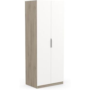 Demeyere Armoire avec Penderie 2 Portes 1 Niche Moderne – Coloris Chêne Kronberg & Blanc Mat-79, Bois d'ingénierie, Gris, 79,4 x 51,1 x 203 cm - Publicité