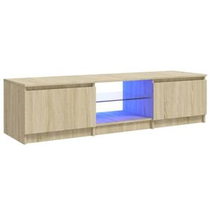 vidaXL Meuble TV avec Lumières LED Armoire Basse Centre de Divertissement Meuble Stéréo Salon Salle de Séjour Maison Chêne Sonoma 140x40x35,5 cm - Publicité