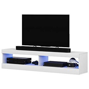 Selsey VIANSOLA Meuble TV/Meuble de Salon (Blanc Mat/Blanc Brillant, 100 cm, éclairage LED Inclus) - Publicité